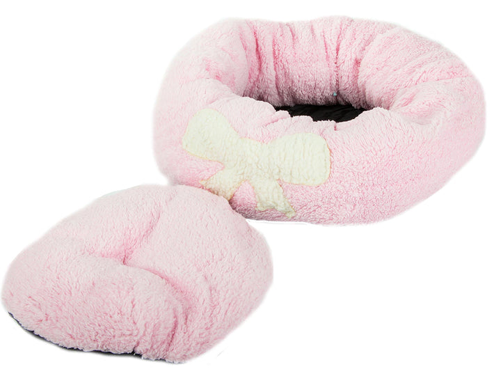 Pink bed with bow 35 cm