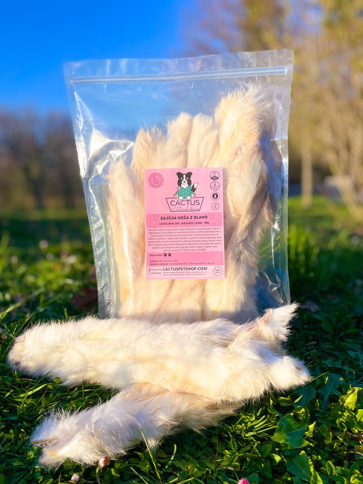 Rabbit skin with fur 300g