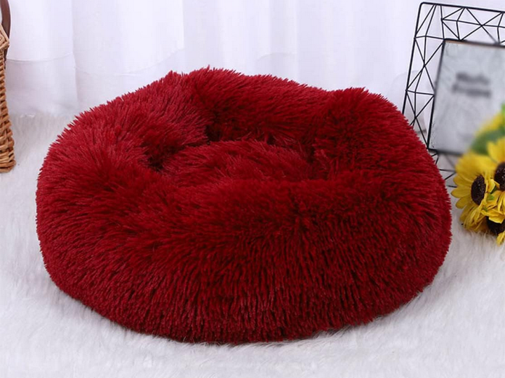 Red fluffy bed